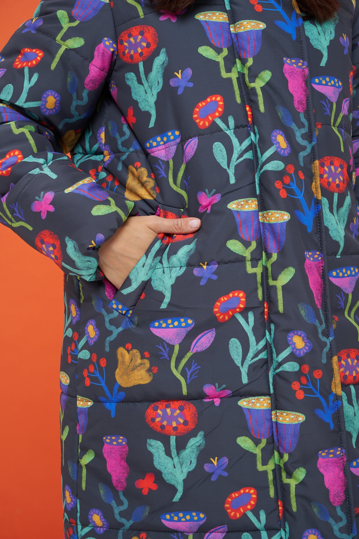 Midnight Bloom Winter Coat