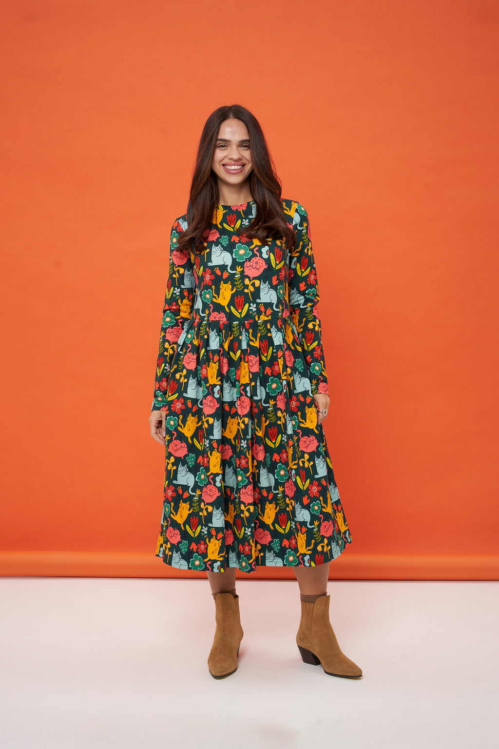 Happy Cats Midi Dress