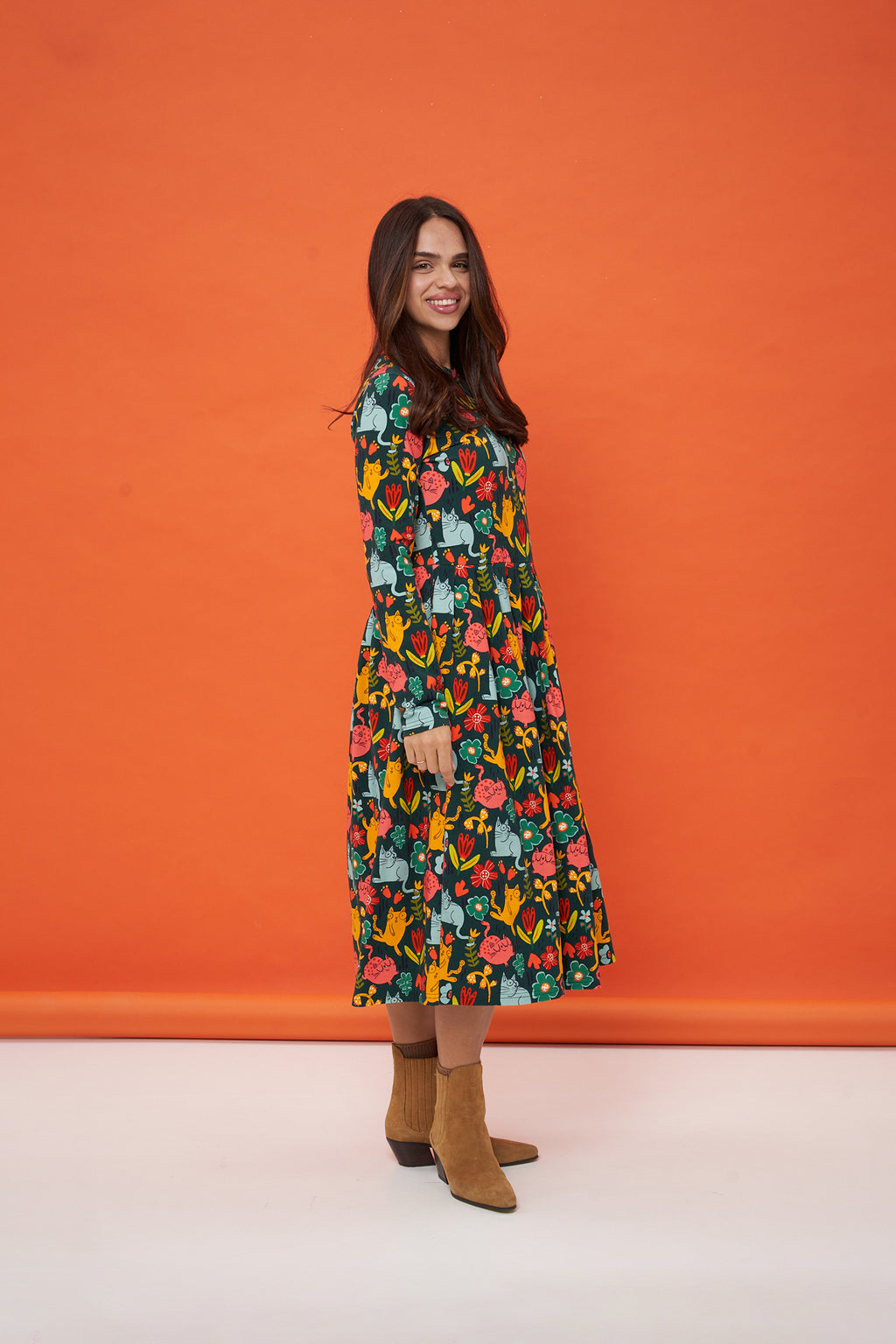 Happy Cats Midi Dress