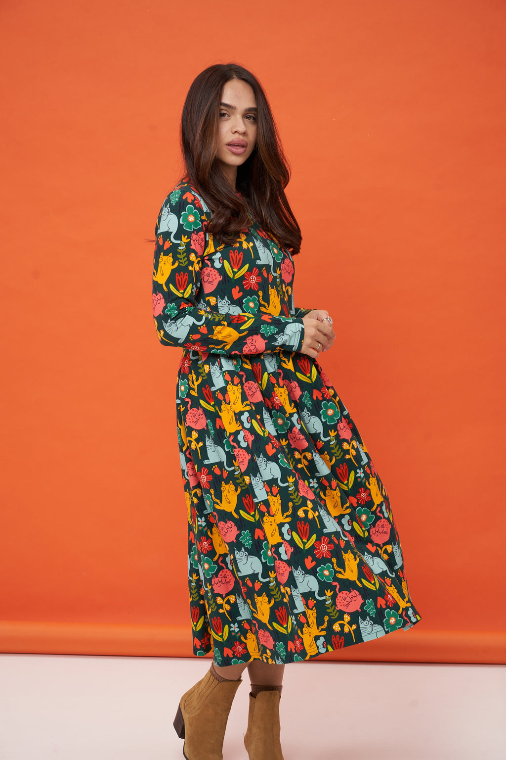 Happy Cats Midi Dress