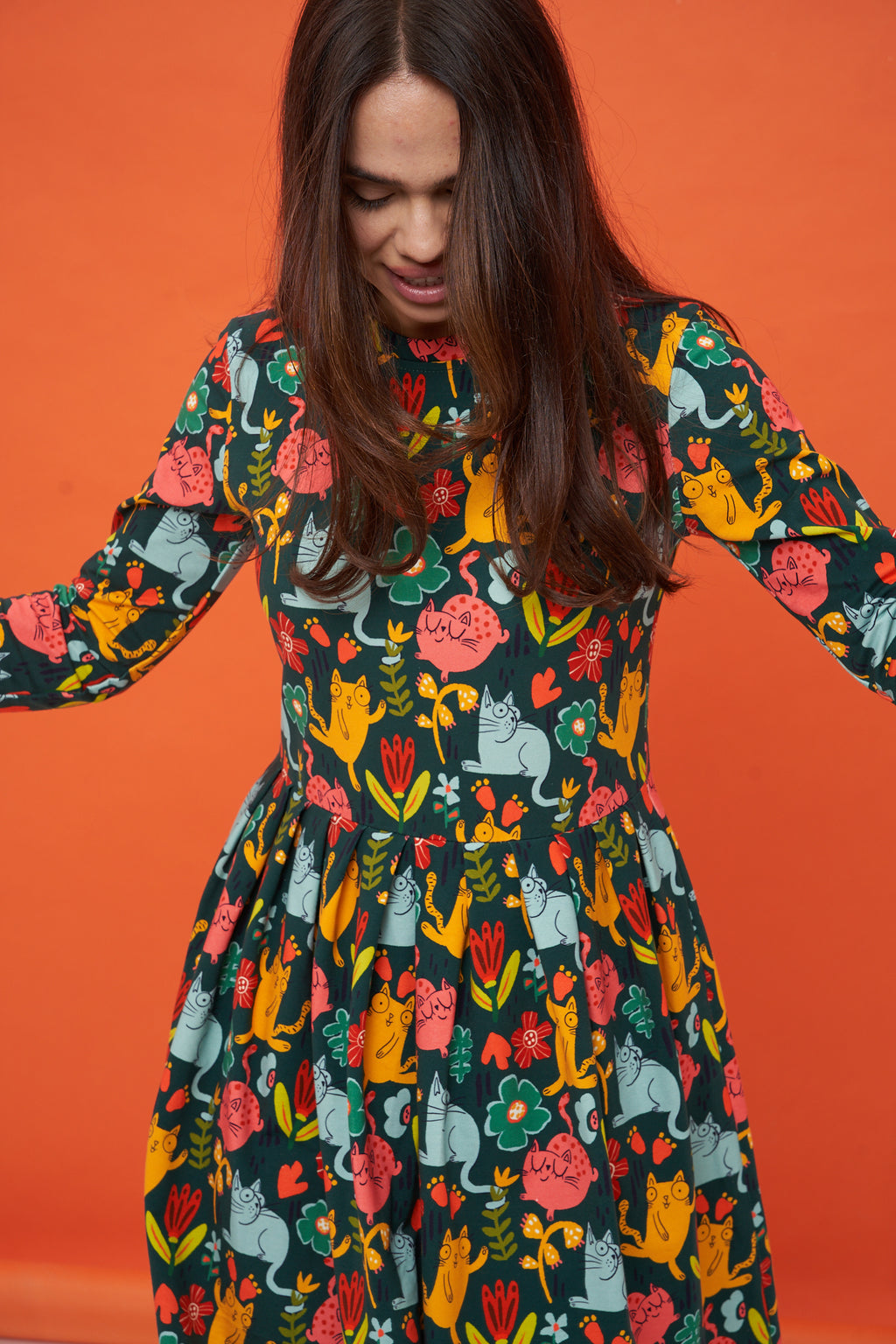 Happy Cats Midi Dress