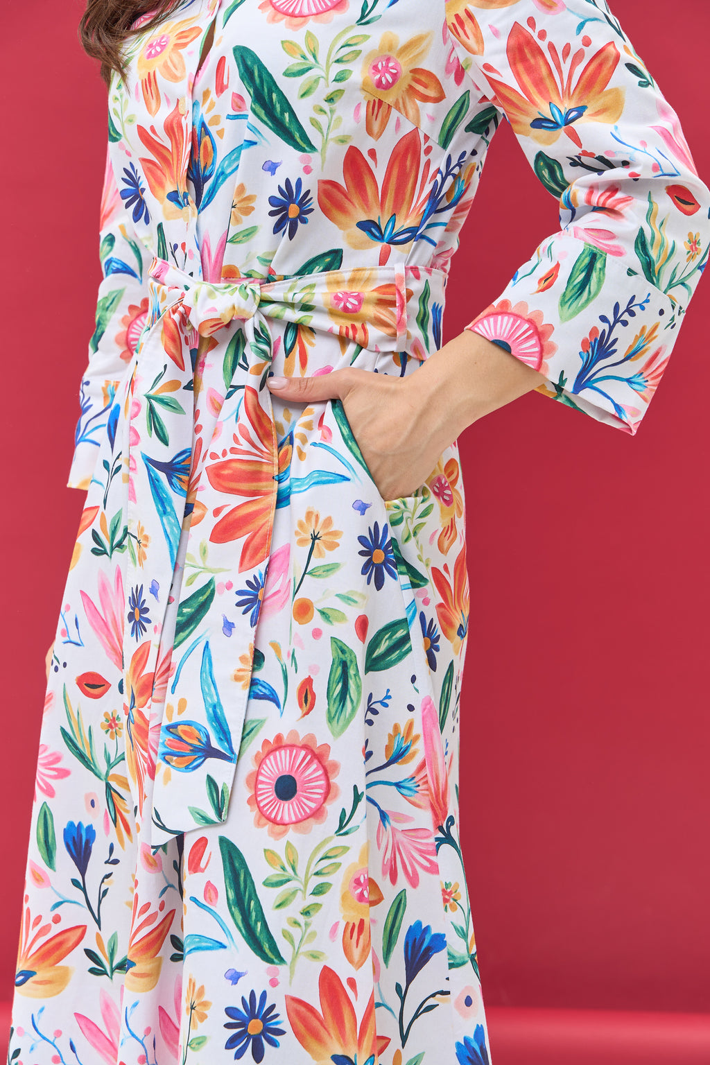 Floral Trapeze Cotton Dress