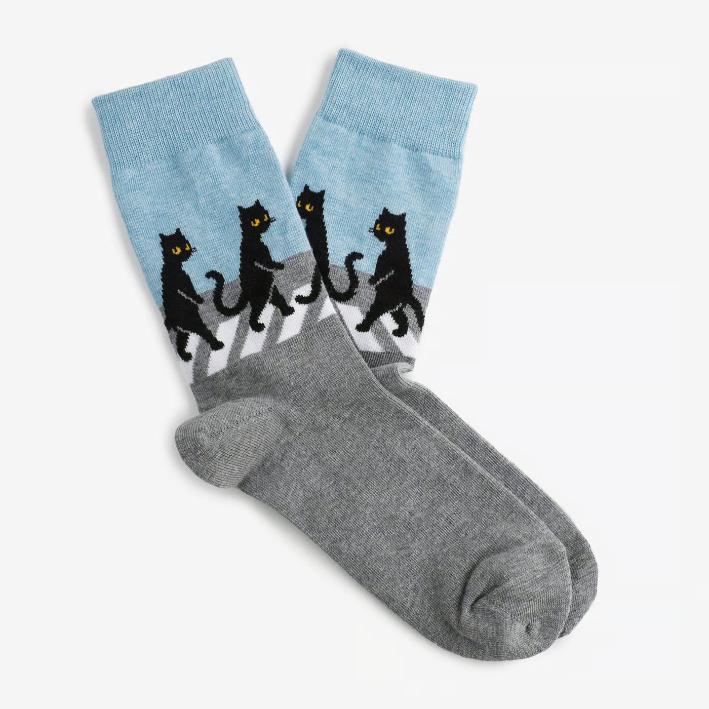 cats crosswalk patterned cotton crew socks