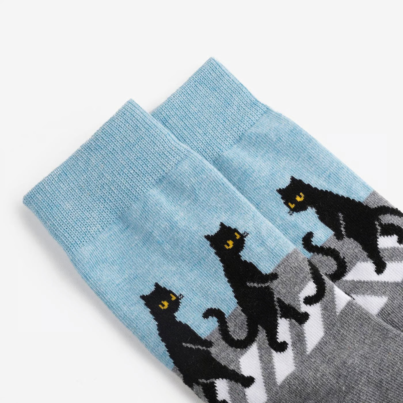 black cats crossing cotton crew socks