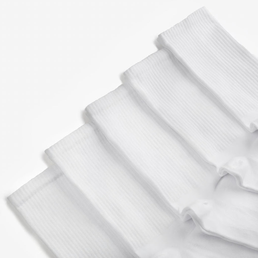 white cotton crew socks high length fabric detail