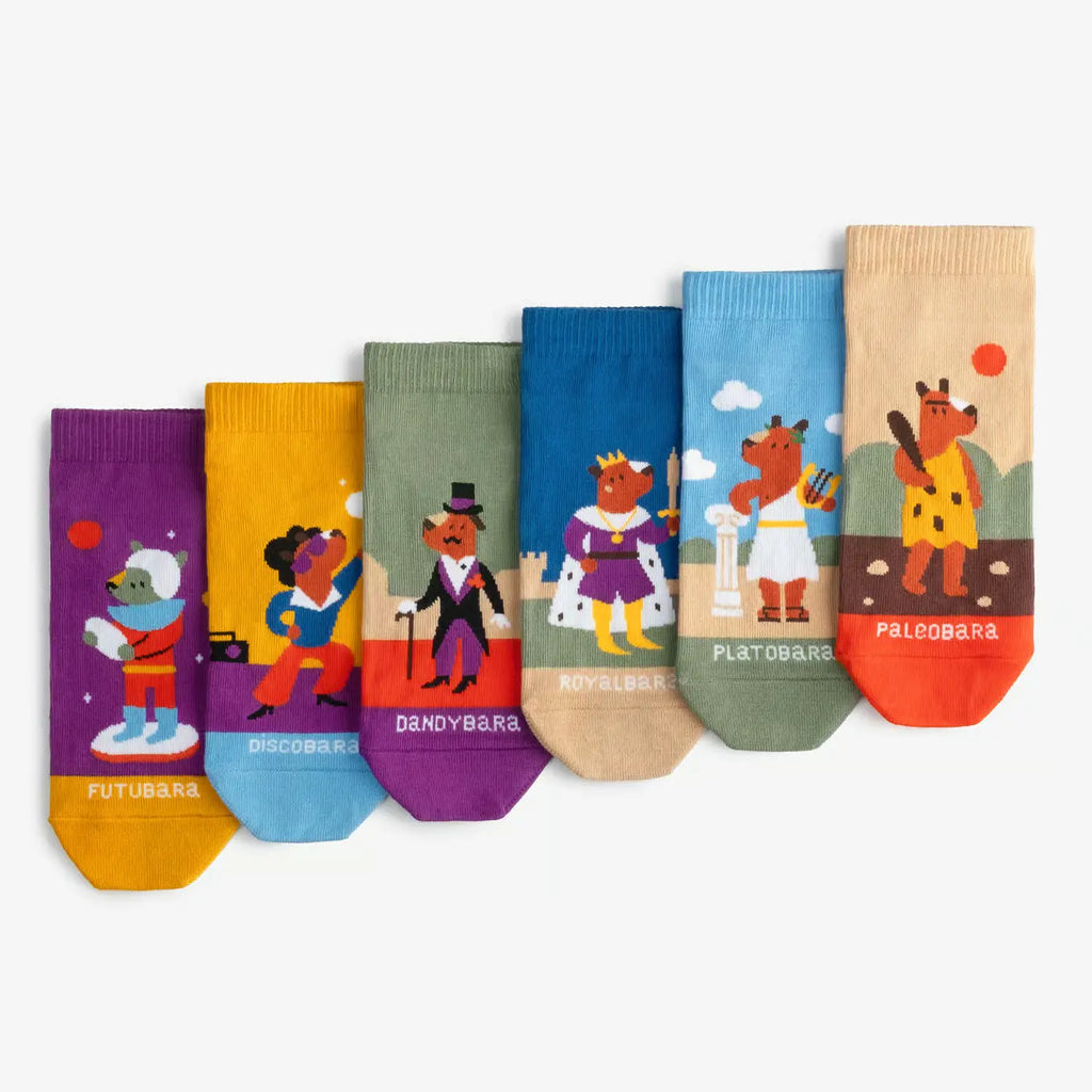 capybara patterned cotton ankle socks 3 pack