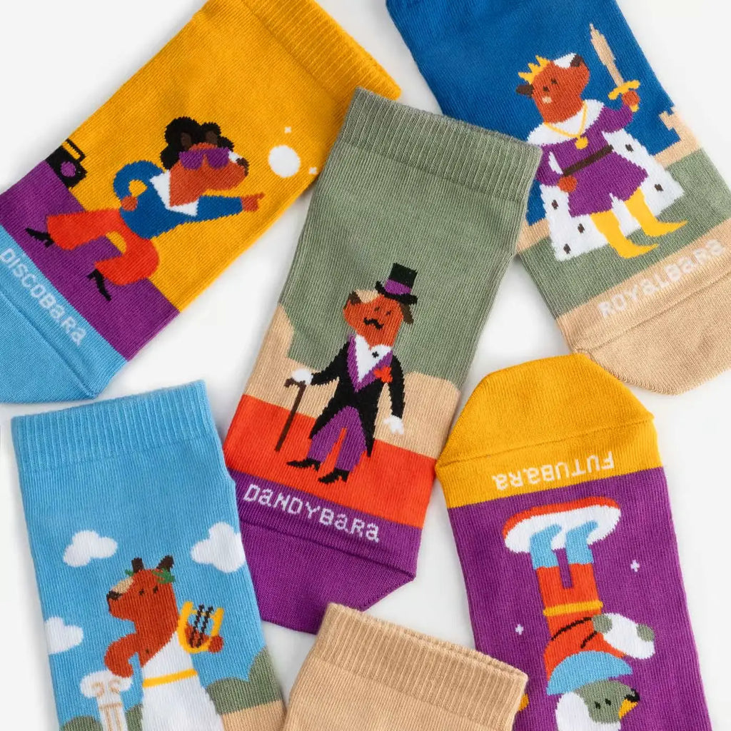 fun patterned cotton ankle socks capybara