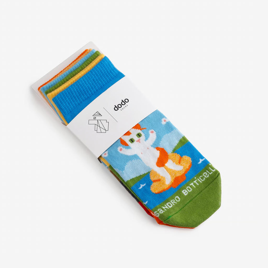cat art cotton ankle socks detail