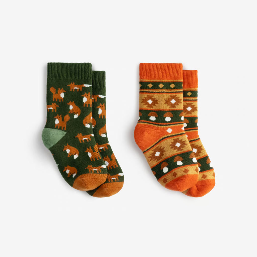kids warm cotton crew socks little foxes 2 pack
