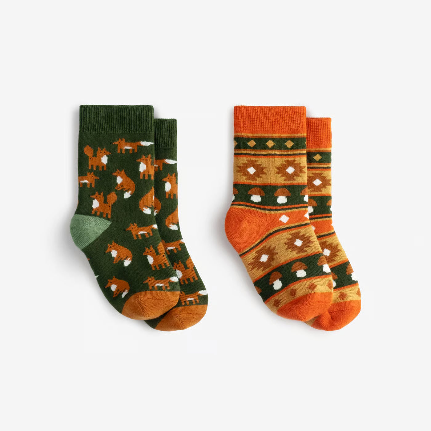 kids warm cotton crew socks little foxes 2 pack