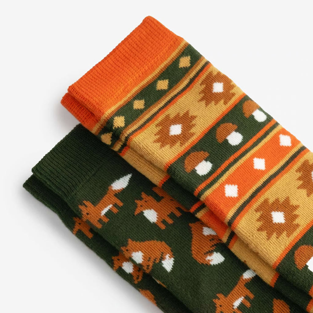 fox pattern kids cotton socks detail