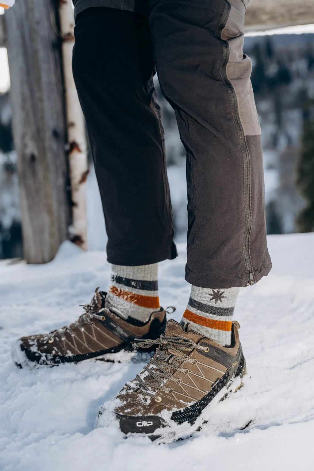 trek trail grey merino wool socks folded