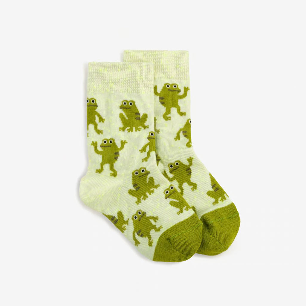 kids frog patterned cotton crew socks