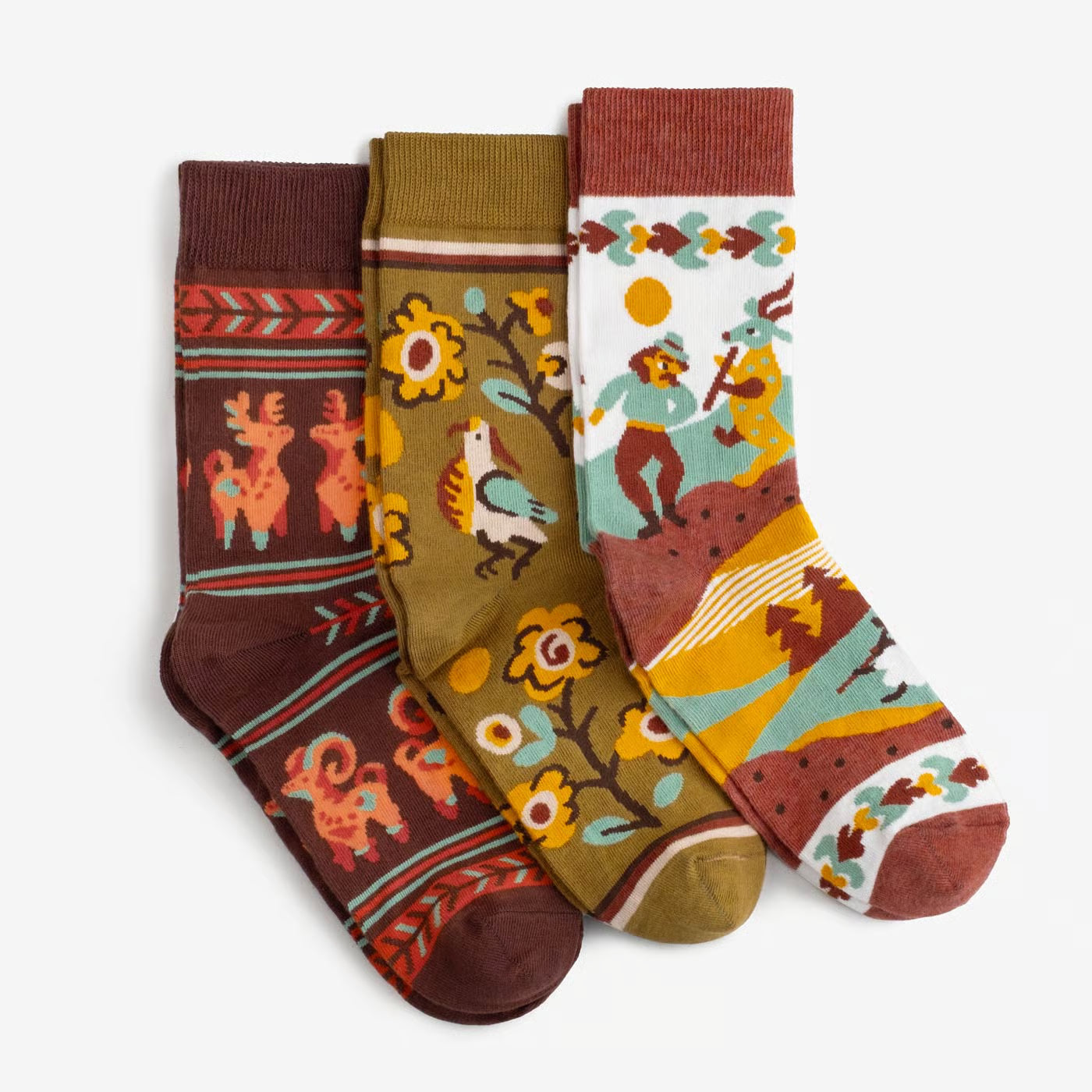keramika patterned cotton crew socks 3 pack