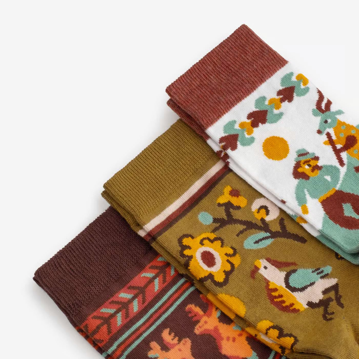 ceramic folk patterned cotton crew socks detail