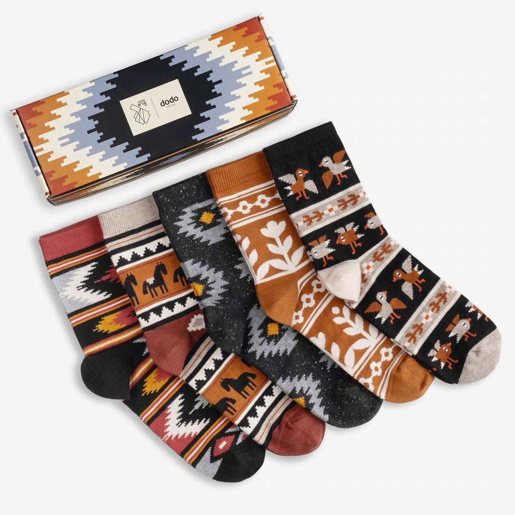 patterned cotton crew socks gift box carpet 5 pack