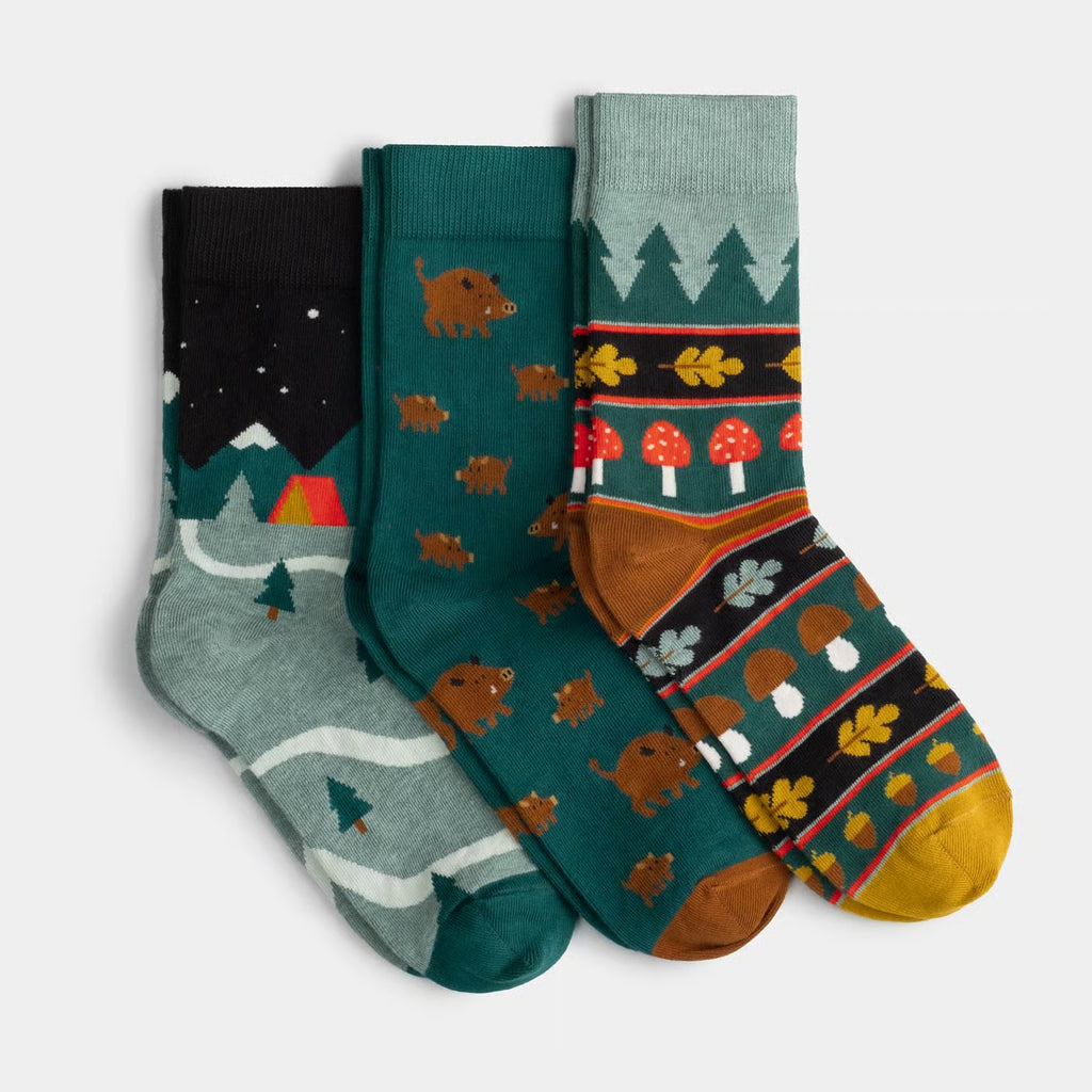fun patterned cotton crew socks 3 pack
