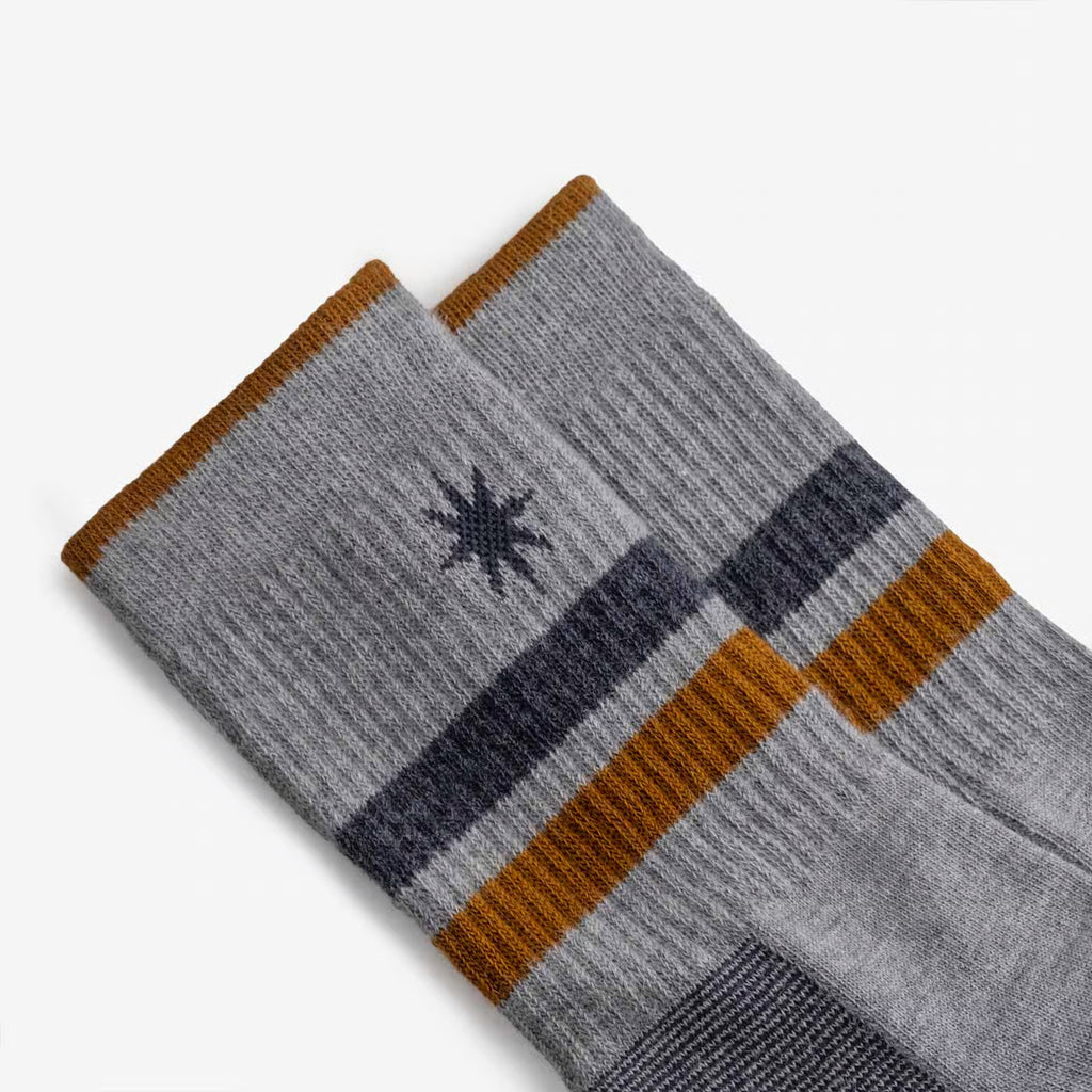 trek trail grey merino wool socks folded