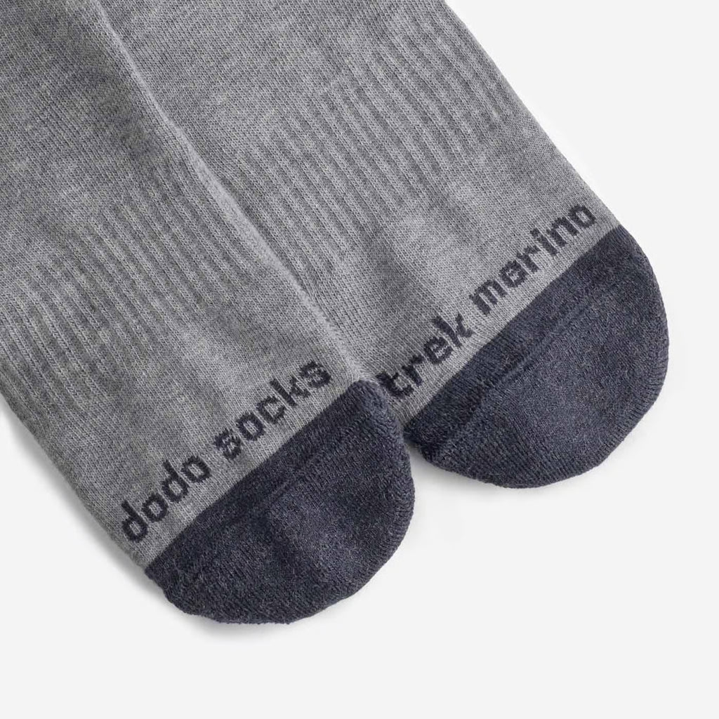 grey merino wool hiking socks detail