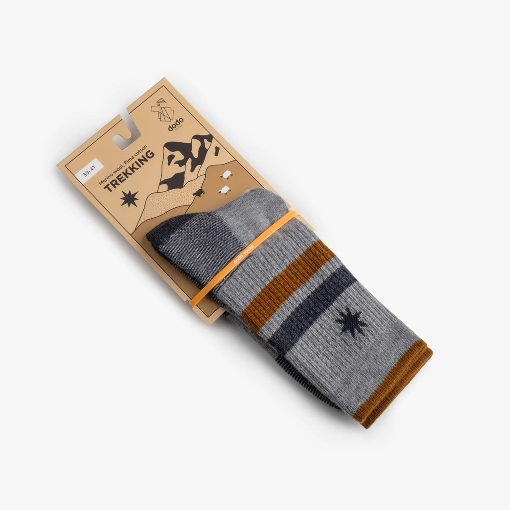 grey merino wool hiking socks detail