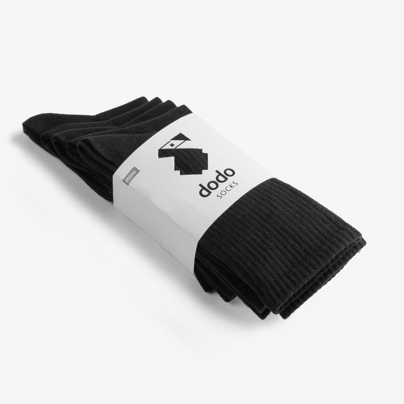 folded black cotton crew socks high length