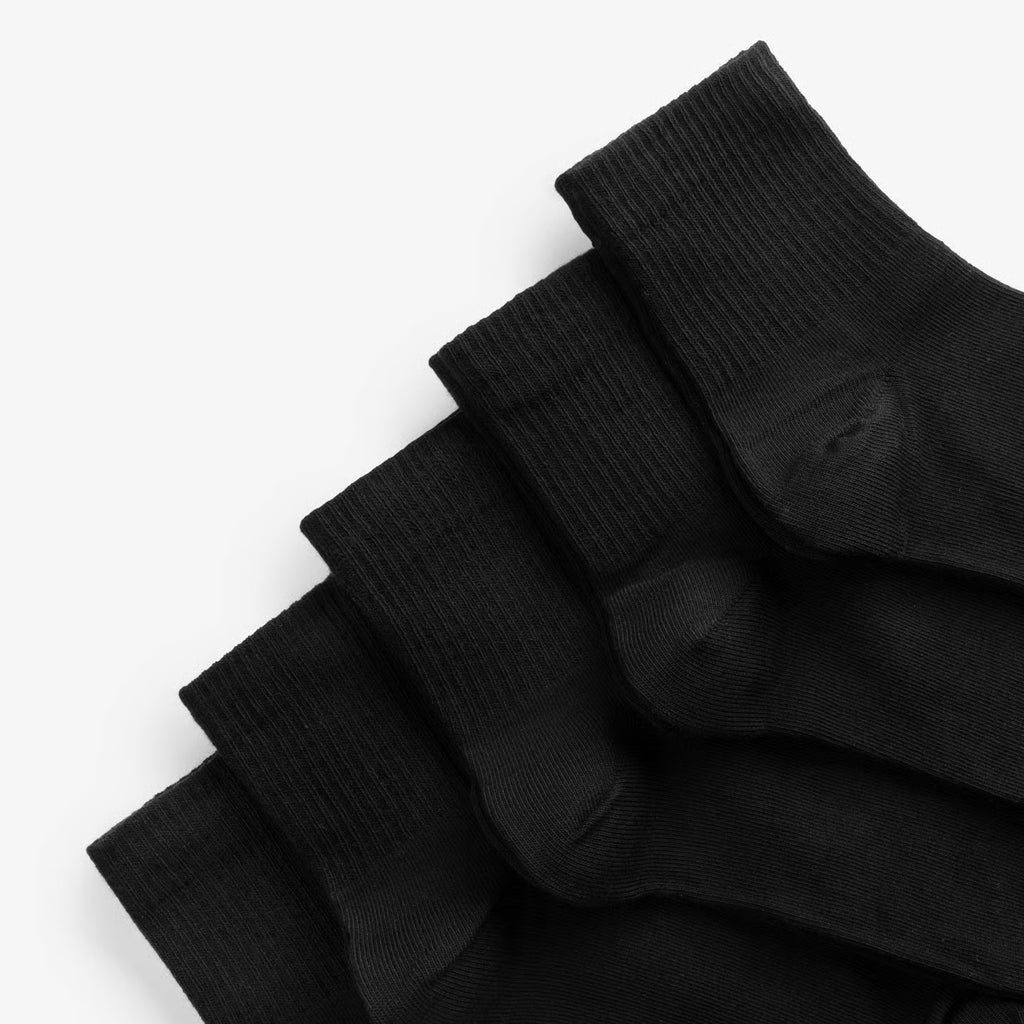 black cotton crew socks fabric detail