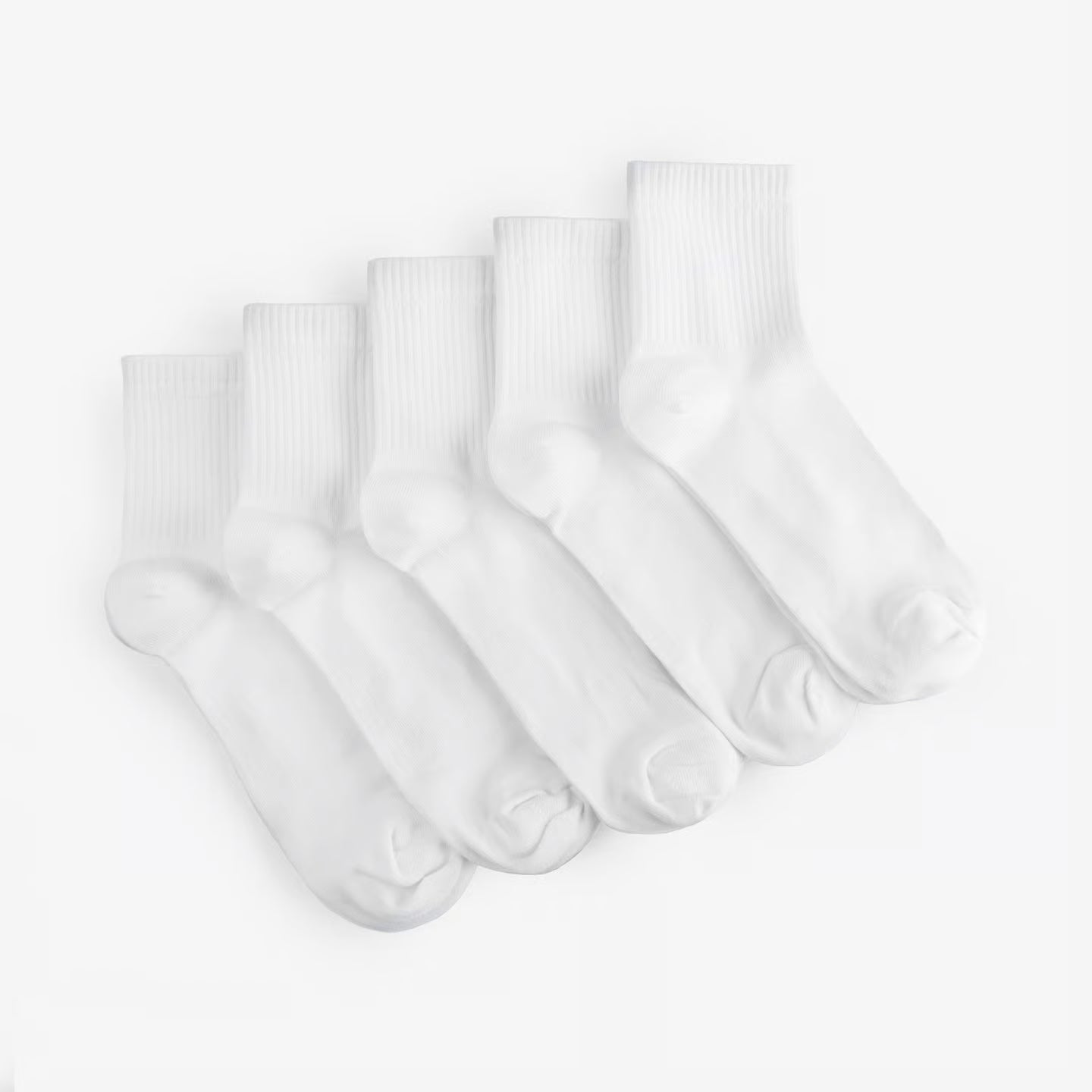 white cotton crew socks 5 pack