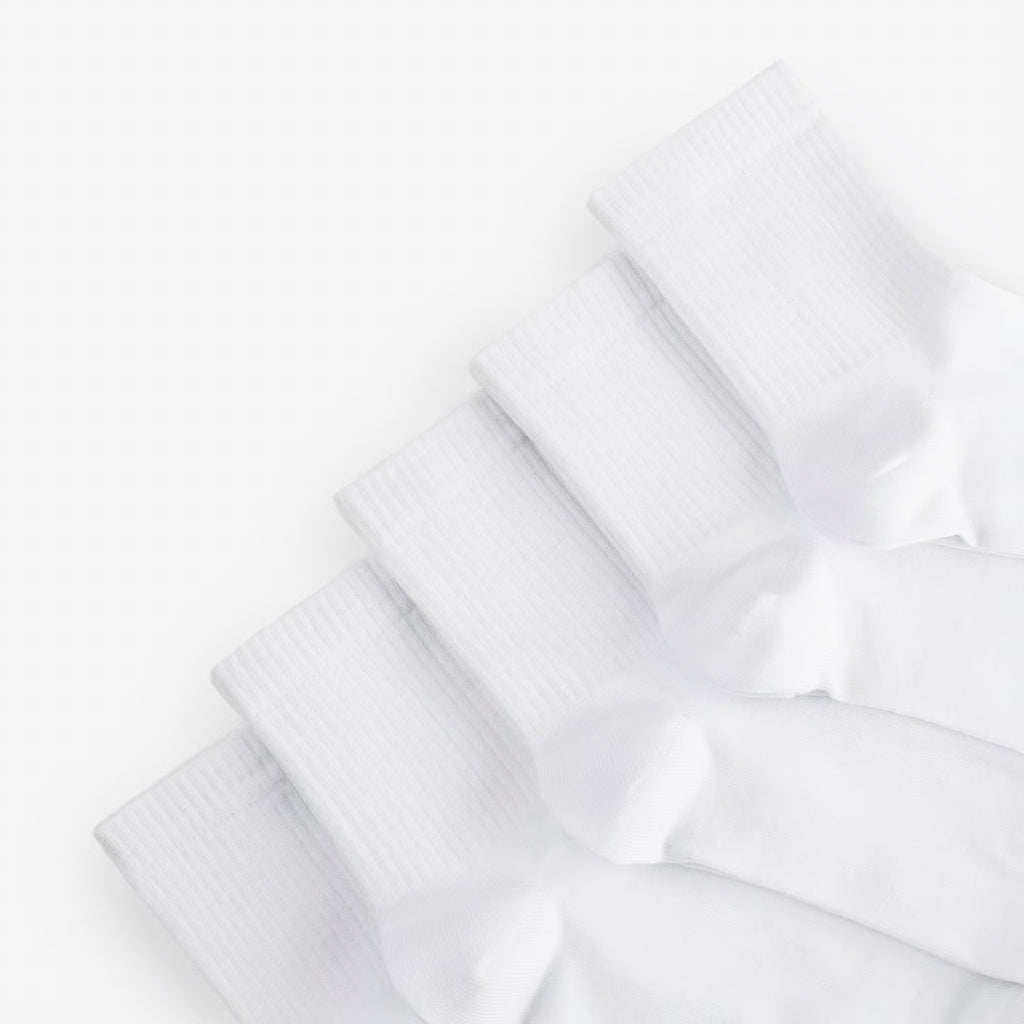 white cotton crew socks fabric detail