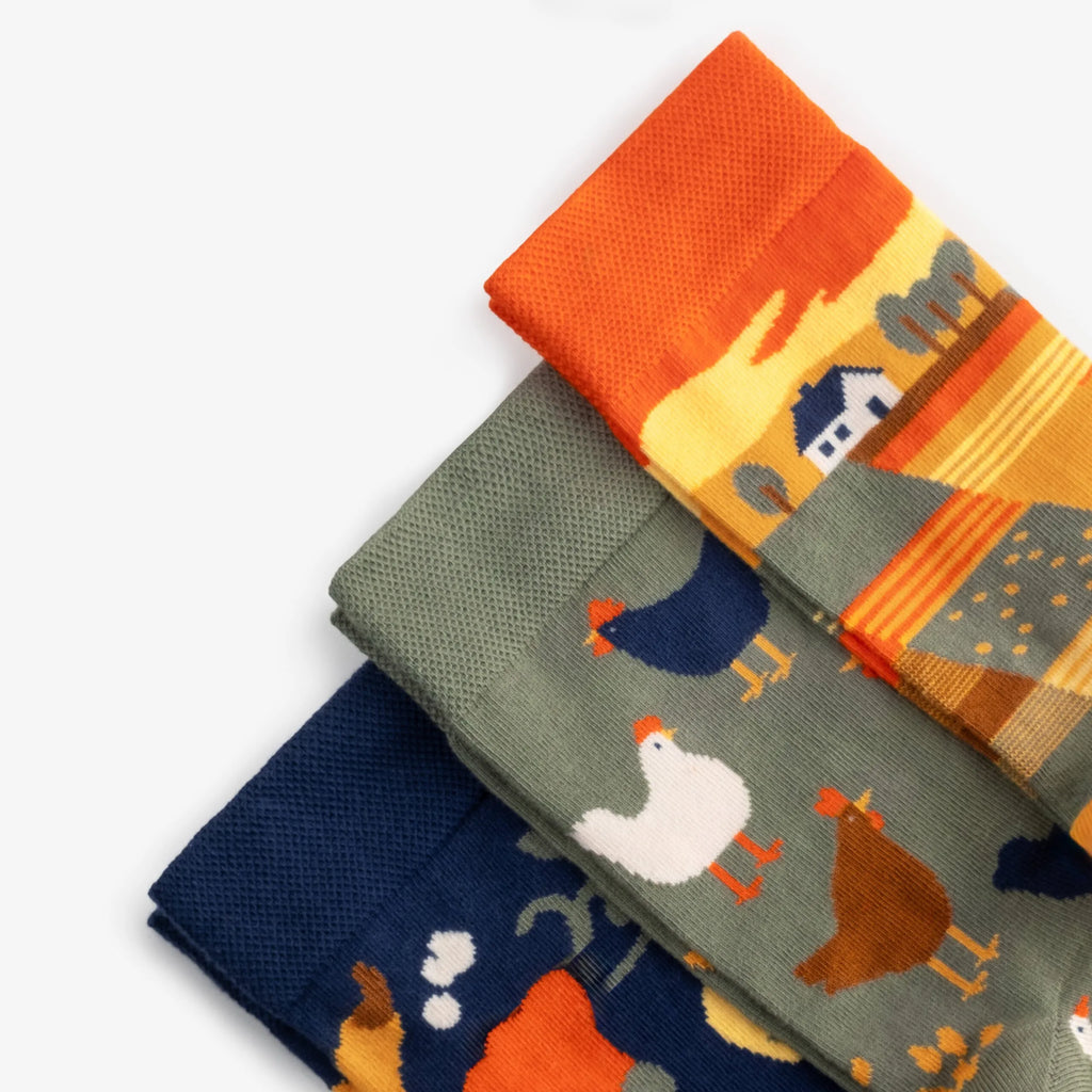 village patterned cotton crew socks detail