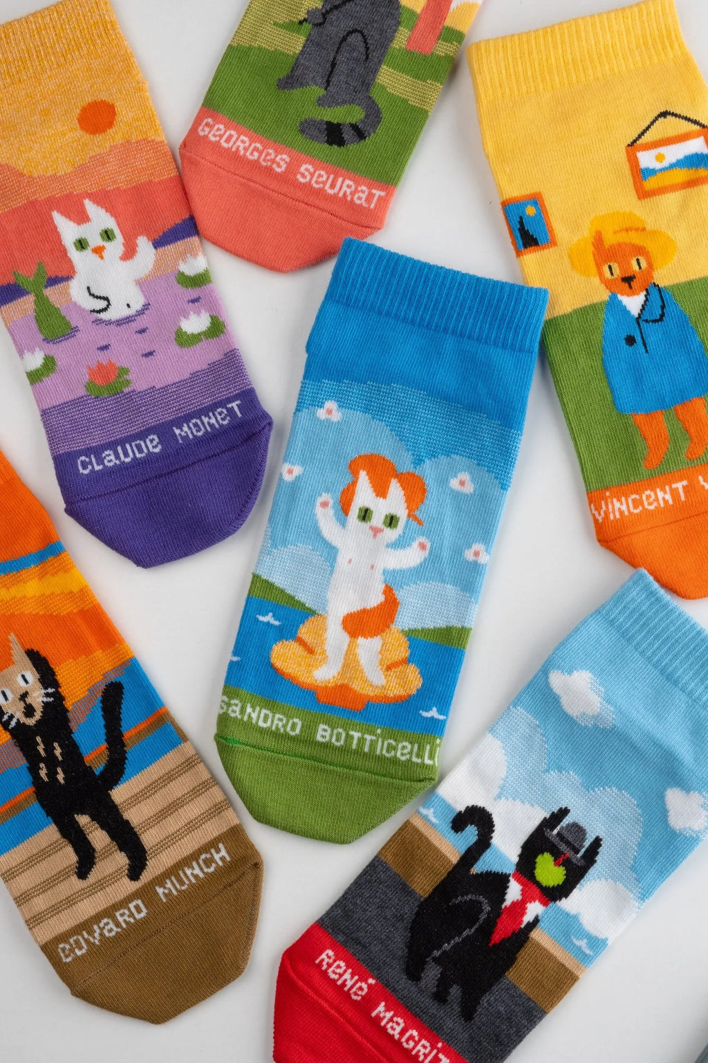 fun patterned cotton ankle socks cat design