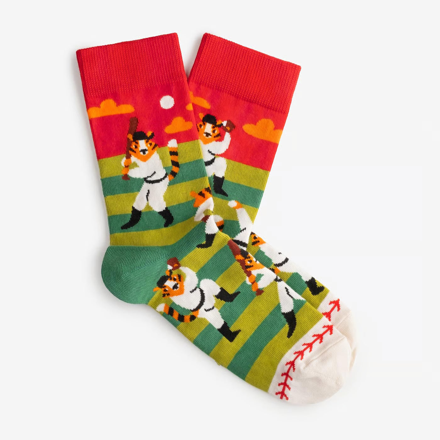 tigers baseball funny patterned cotton crew socks
