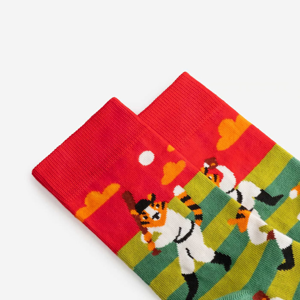 tiger baseball cotton crew socks detail