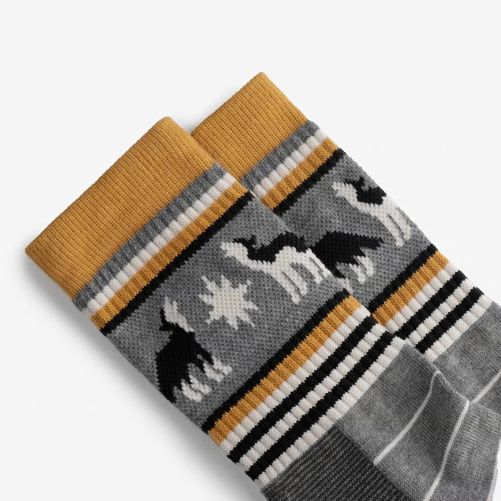 alpine stripe merino wool hiking socks detail