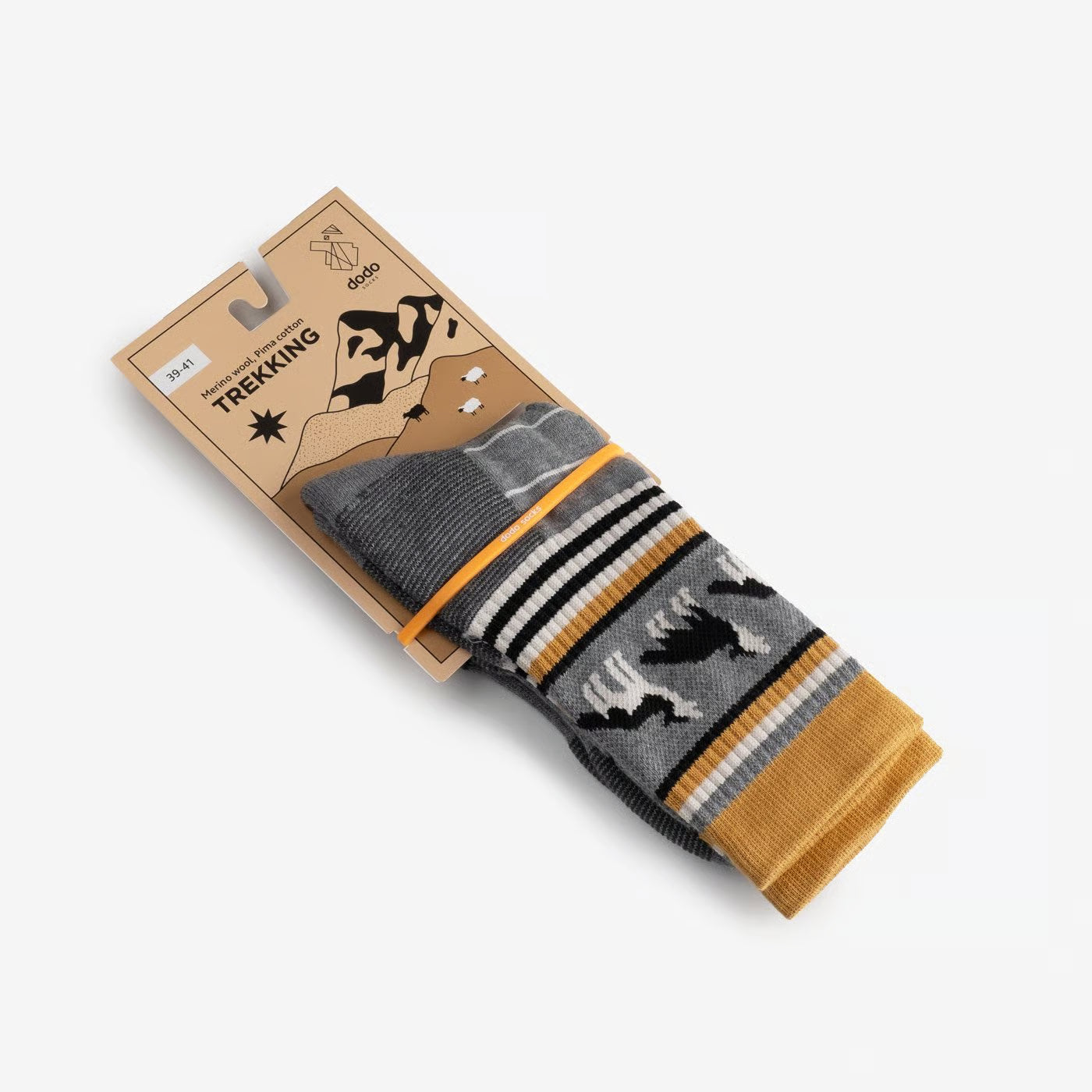 trek alpine stripe merino wool socks folded