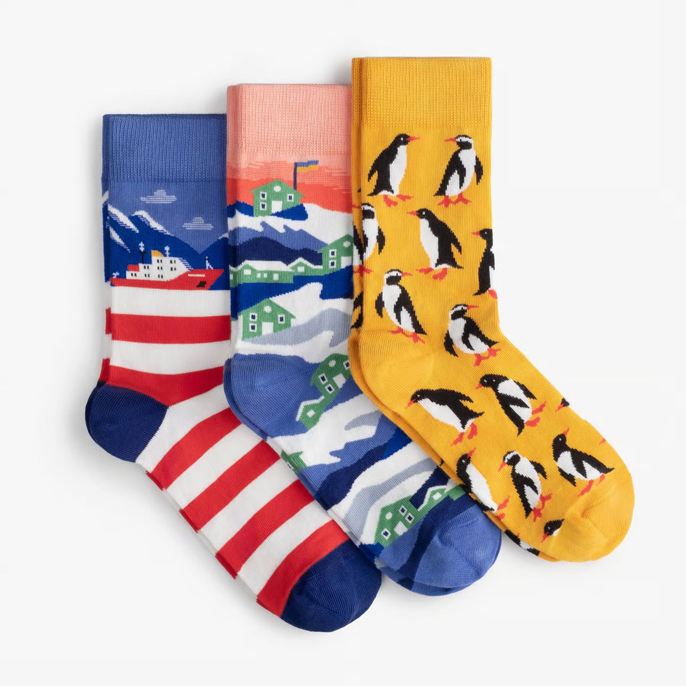 vernadsky antarctica patterned cotton crew socks 3 pack