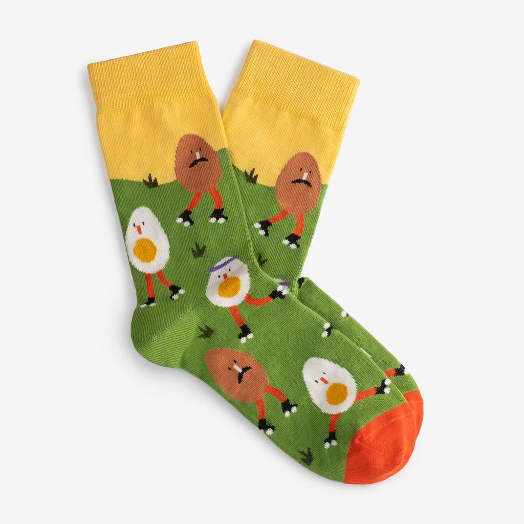 roller disco funny patterned cotton crew socks