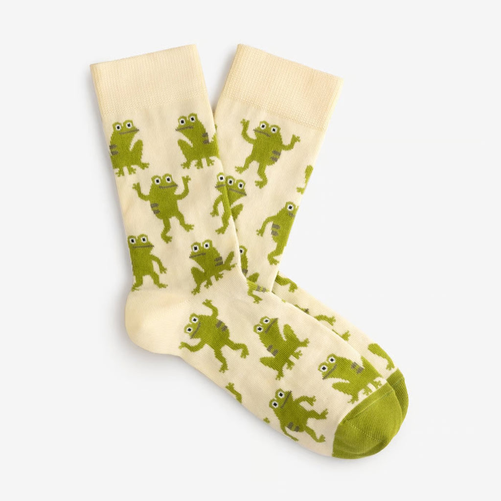 marsh frogs funny patterned cotton crew socks